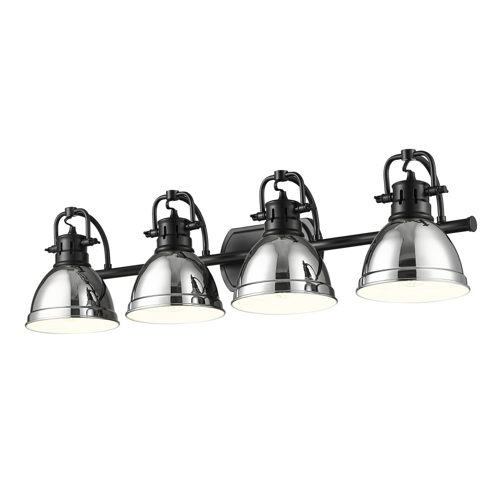 Yep by Golden Lighting Duncan 4-light Vanity in Matte Black and Chrome shade